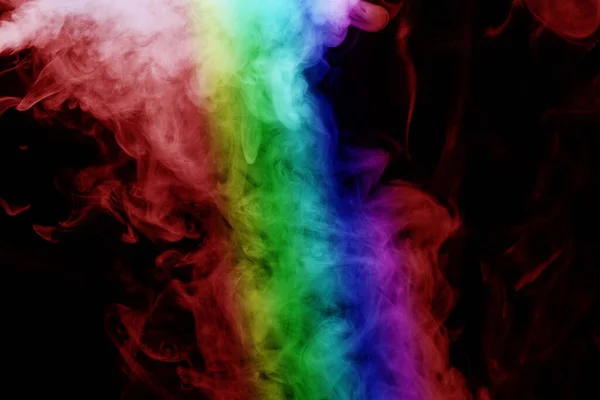 Humo Abstracto Aislado Sobre Fondo Negro Polvo Arco Iris — Foto de Stock