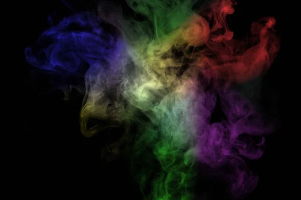 Abstrakt Rök Isolerad Svart Bakgrund Rainbow Pulver — Stockfoto