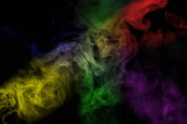 Abstract Rook Geïsoleerd Zwarte Achtergrond Rainbow Powder — Stockfoto