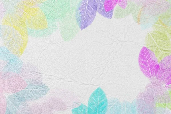 Disegno Foglie Colorate Texture Pelle Bianca Colore Sfumato Foglia Autunnale — Foto Stock