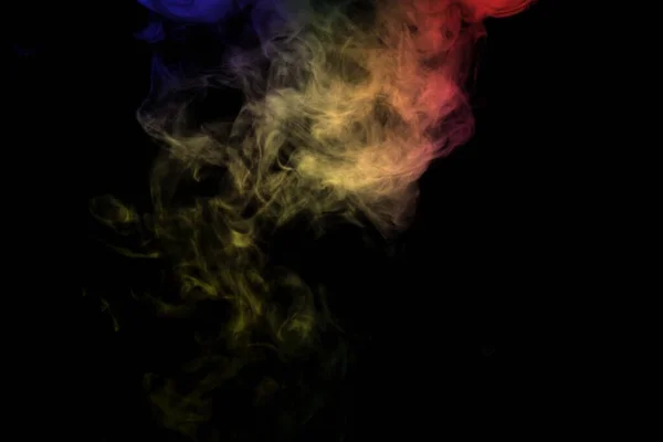 Humo Colorido Abstracto Aislado Sobre Fondo Negro Polvo Arco Iris — Foto de Stock