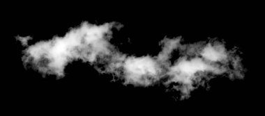Dokulu Duman, soyut beyaz, siyah arkaplanda izole 