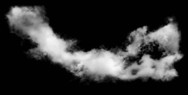 Dokulu Duman, soyut beyaz, siyah arkaplanda izole 