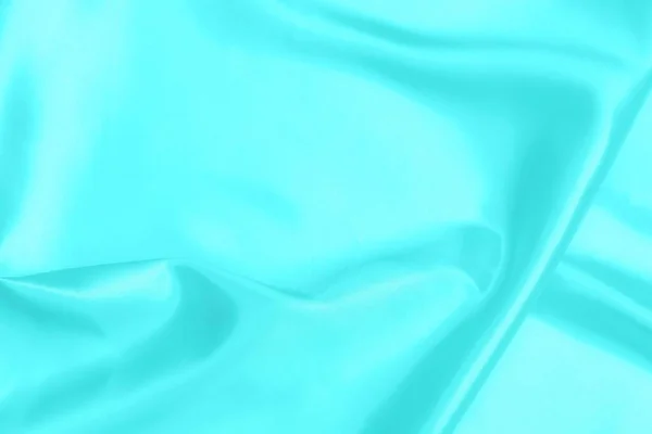 Tkanina Satynowa Cyjan Teal Tekstury Miękkie Rozmycie Tła — Zdjęcie stockowe