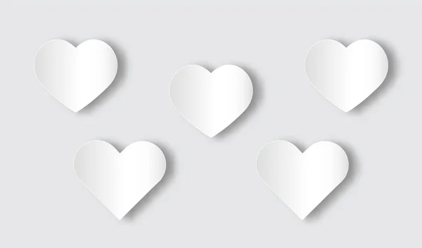 White Heart Shaped Icon Vector Illustration Paper Art Style — Stock Vector