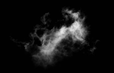 Dokulu Duman, soyut beyaz, siyah arkaplanda izole