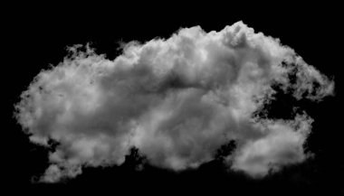 Dokulu Duman, soyut beyaz bulut siyah arkaplanda izole edilmiş, fırça etkisi