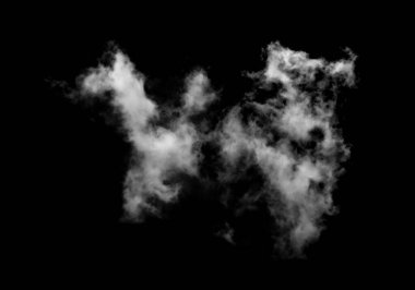 Siyah arkaplanda beyaz bulut, desenli duman, fırça efekti