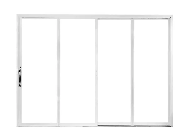 White Aluminium Double Door Isolated White Background Include Clipping Path — Stock Photo, Image