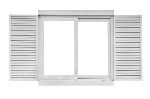 隔离在白色背景上的木制窗户 包括剪切路径 — 图库照片