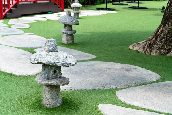 Lámpara Piedra Con Estilo Jardín Japonés —  Fotos de Stock