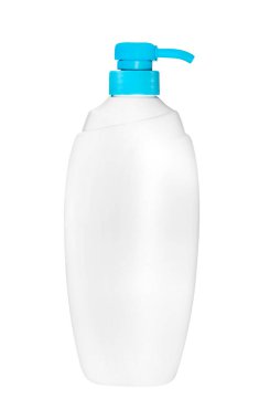 Beyaz arkaplanda izole edilmiş plastik şişe pompası, kırpma yolunu da içerir