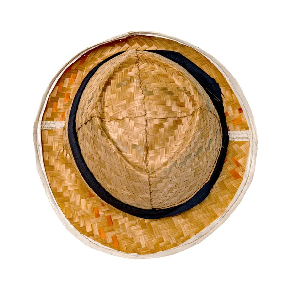 Brown Woven Hat Isolated White Background Top View — Stock Photo, Image