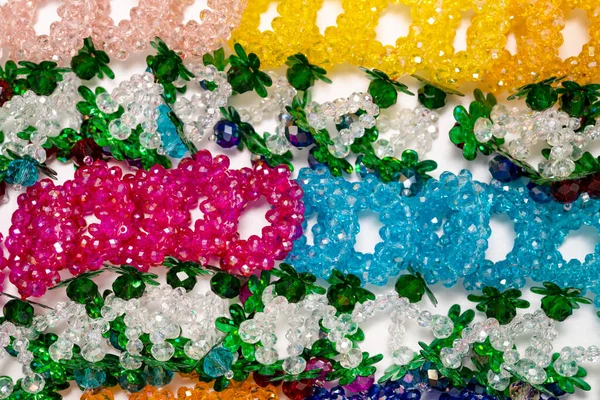 Kolorowy Girlanda Kryształ Koraliki Wzór Styl Tajski — Zdjęcie stockowe