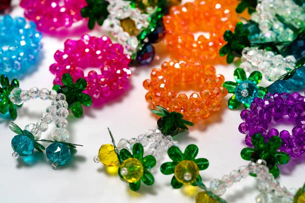 Colorful Garland Crystal Beads Pattern Style Thai — Stock Photo, Image