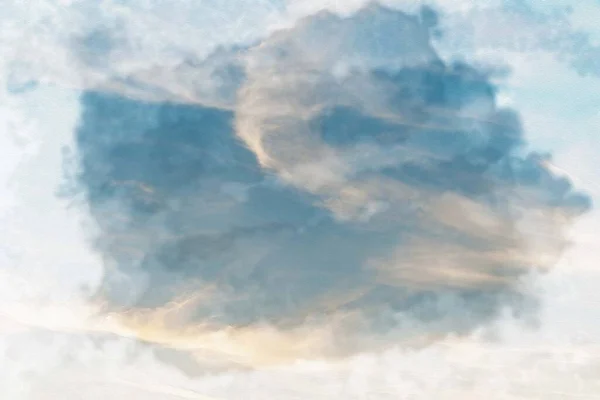 Bílý Mrak Modrá Obloha Pozadí Akvarel Digitální Malba Styl — Stock fotografie