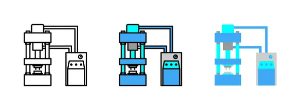 Hydraulische Presse Maschine Symbol Set Isoliert Auf Weißem Hintergrund Für — Stockvektor