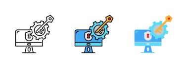 Bilgisayar onarım servis konsepti simgesi web tasarımı için beyaz arkaplanda izole edildi 