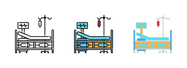 Nemocniční Lůžko Ikona Sada Izolované Bílém Pozadí Pro Web Design — Stockový vektor