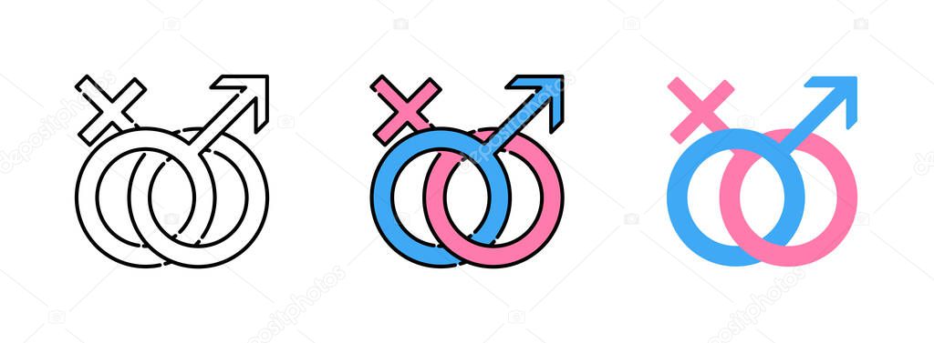 Gender symbols icon set isolated on white background for web design