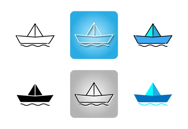 Paper Boat Icon Set Isolated White Background Web Design — Stock Vector