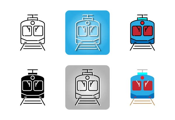 在白色背景上隔离的用于网页设计的火车图标集 — 图库矢量图片