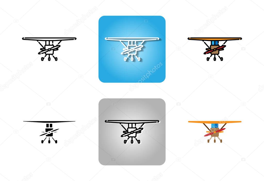 Small aircraft with propeller icon set isolated on white background for web design 