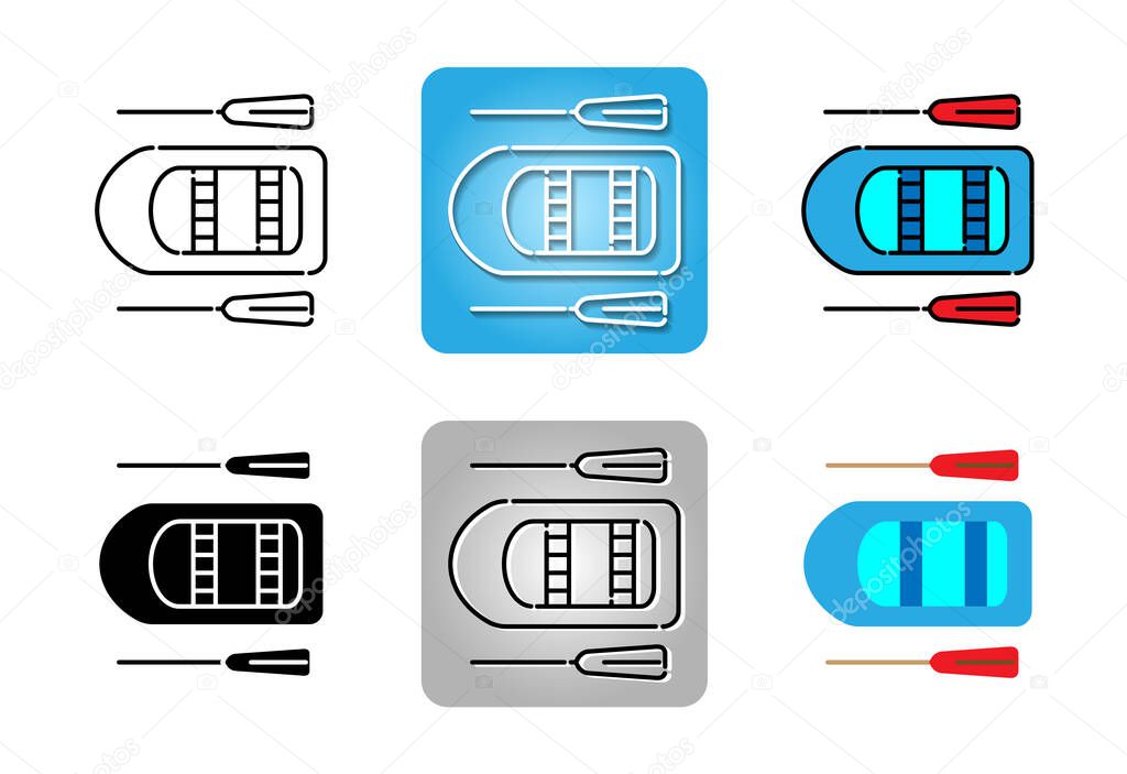 Inflatable rubber boat  icon set isolated on white background for web design