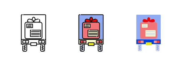 Conjunto Iconos Gift Box Truck Aislado Sobre Fondo Blanco Para — Vector de stock