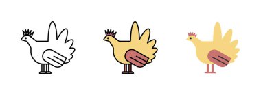 tavuk simgesi web dekoru için beyaz arkaplanda izole edildi