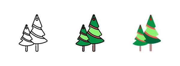 クリスマスツリーのアイコンは ウェブデザインのための白い背景に隔離されました — ストックベクタ