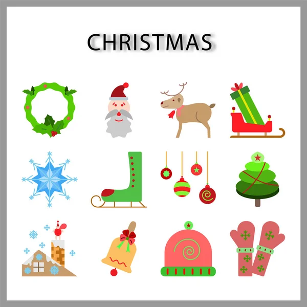 Kerst Pictogram Set Geïsoleerd Witte Achtergrond Voor Web Design — Stockvector