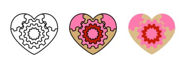Heart mandala simgesi web tasarımı için beyaz arkaplanda izole edildi, Sevgililer Günü konsepti