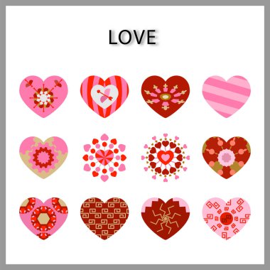 Heart mandala simgesi web tasarımı için beyaz arkaplanda izole edildi, Sevgililer Günü konsepti