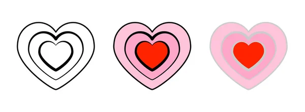 Corazón Mandala Icono Conjunto Aislado Sobre Fondo Blanco Para Diseño — Vector de stock