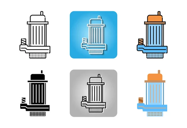 Submersible Pump Icon Set Isolated White Background Web Design — Stock Vector