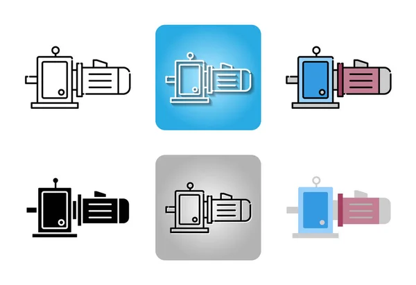 Electric Motor Gear Icon Set Isolated White Background Web Design — Stock Vector