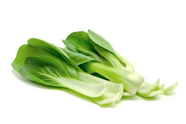 Beyaz arkaplanda Çin hardal yaprağı, yeşil yaprak deseni