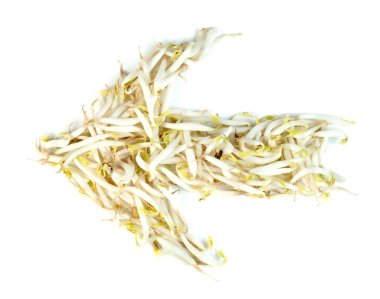 Beyaz arkaplanda izole edilmiş ok şekli olarak fasulye filizi