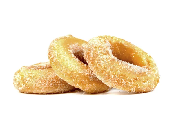 Donut Inel Zahăr Izolat Fundal Alb — Fotografie, imagine de stoc