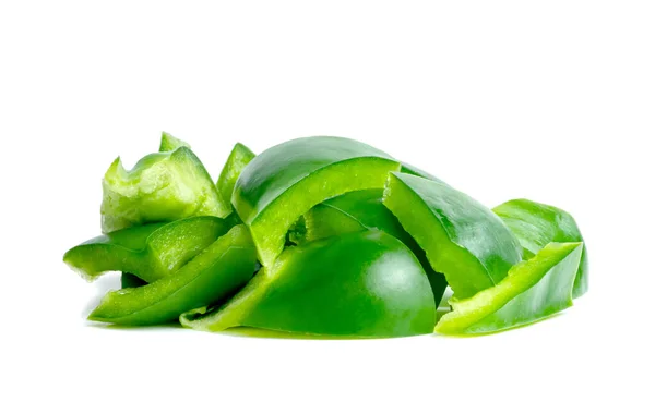 Green Chopped Sweet Bell Pepper Isolated White Background — Stock Photo, Image