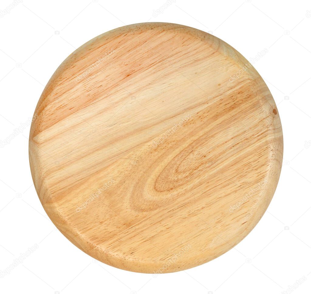 Wooden plate isolated on white background ,include clipping path