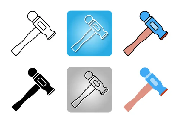 Hammer Icon Set Isoliert Auf Weißem Hintergrund Für Webdesign — Stockvektor