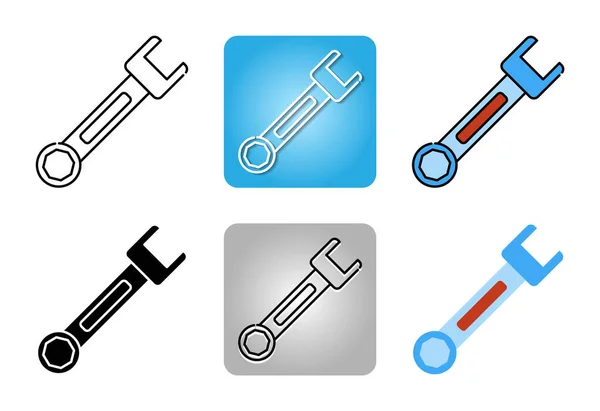 Wrench Ring Spanner Icon Set Isolated White Background Web Design — Stock Vector