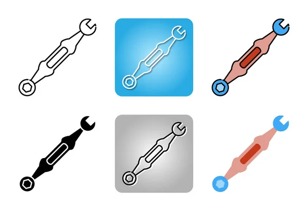 Wrench Ring Spanner Icon Set Isolated White Background Web Design — Stock Vector