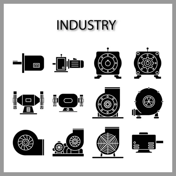 Industry Machine Icon Isolated White Background Web Design — Stock Vector