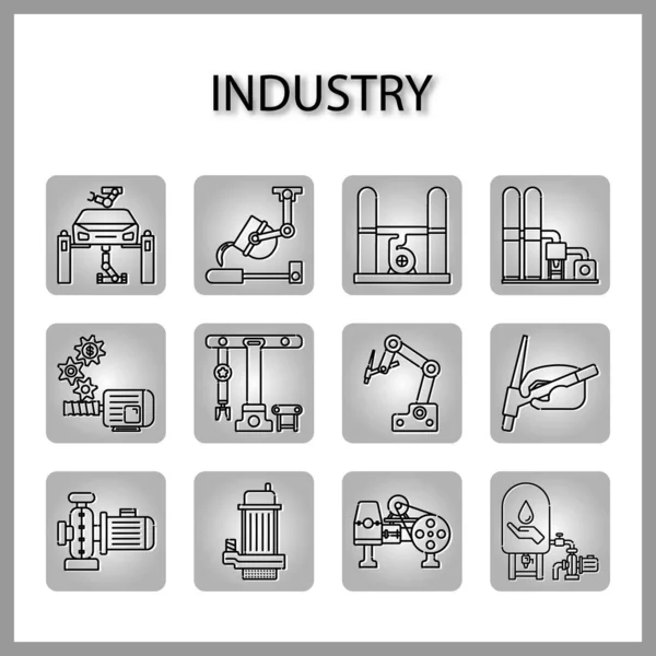 Industry Machine Icon Isolated White Background Web Design — Stock Vector