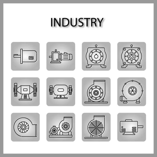 Industry Machine Icon Isolated White Background Web Design — Stock Vector