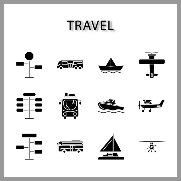 Travel Vehicle Icon Set Isolated White Background Web Design — Stock Vector