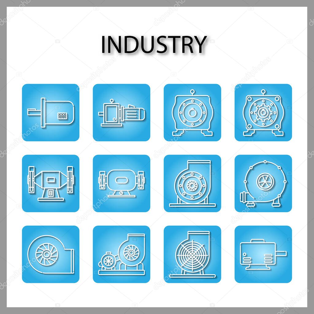 Industry machine icon isolated on white background for web design
